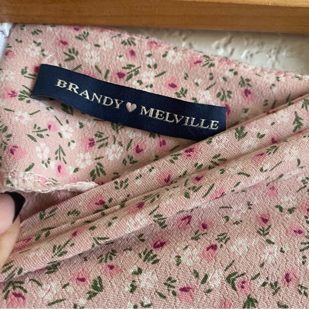 Brandy Melville cara ruffle skirt- pink floral Size 3 - Picture 5 of 8